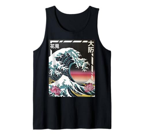 Japanische Wave Art Hanami Lotus Sunset Mount Fuji Damen Herren Tank Top Japanische Wave Art Hanami Lotus Sunset Mount Fuji Damen Herren Tank Top von Retro Japan Aesthetic Ocean Sunrise Cultural
