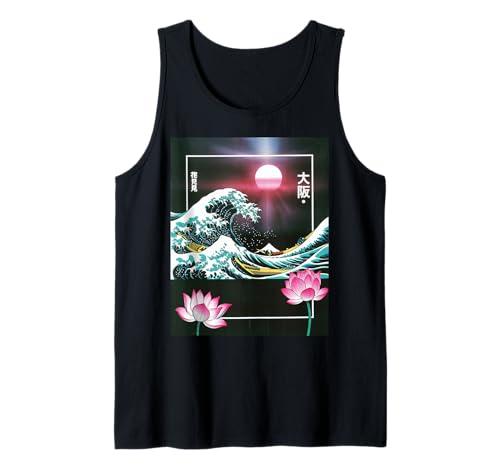 Japanische Wave Art Hanami Lotus Sunset Mount Fuji Damen Herren Tank Top Japanische Wave Art Hanami Lotus Sunset Mount Fuji Damen Herren Tank Top von Retro Japan Aesthetic Ocean Sunrise Cultural