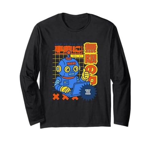 Wie benutzt man KI? Retro Roboter Design Japan Tech Style Langarmshirt Wie benutzt man KI? Retro Roboter Design Japan Tech Style Langarmshirt von Retro Japan Tech Design