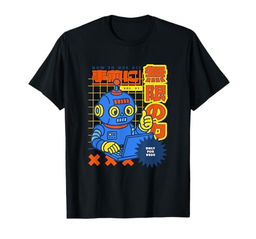 Wie benutzt man KI? Retro Roboter Design Japan Tech Style T-Shirt Wie benutzt man KI? Retro Roboter Design Japan Tech Style T-Shirt von Retro Japan Tech Design