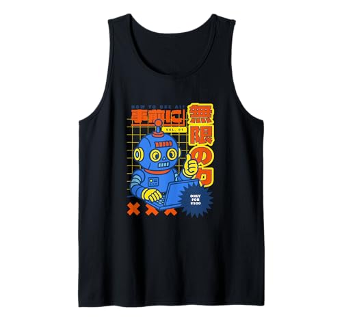 Wie benutzt man KI? Retro Roboter Design Japan Tech Style Tank Top Wie benutzt man KI? Retro Roboter Design Japan Tech Style Tank Top von Retro Japan Tech Design