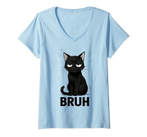 Damen Retro Japanese Anime Manga Funny Cat Bruh T-Shirt mit V-Ausschnitt Damen Retro Japanese Anime Manga Funny Cat Bruh T-Shirt mit V-Ausschnitt von Retro Japanese Cat Aesthetic Graphic