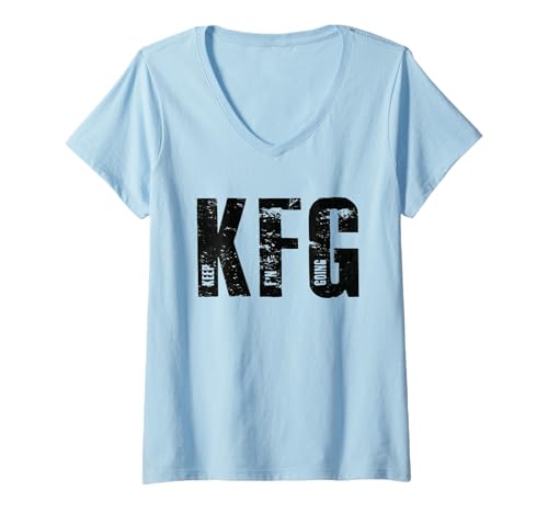 Damen KFG Keep F'N Going im militärischen Stil T-Shirt mit V-Ausschnitt Damen KFG Keep F'N Going im militärischen Stil T-Shirt mit V-Ausschnitt von Retro KFG Keep F'N Going Gifts