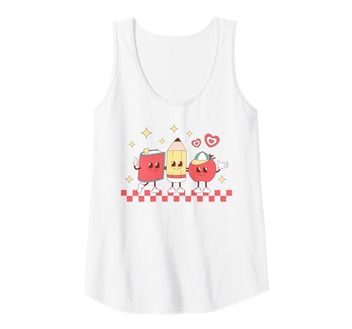 Damen Niedlicher Retro-Bleistift, Apfel mit Gesicht, trendig Tank Top Damen Niedlicher Retro-Bleistift, Apfel mit Gesicht, trendig Tank Top von Retro Kawaii School Teacher Student Cartoon Shirts