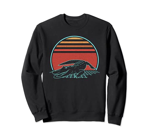 Alligator Krokodil Retro Vaporwave 80s 90s Synthwave Sweatshirt von Retro Krokodil Geschenke Kleidung & Accessoires