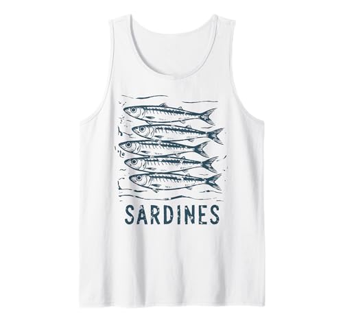Vintage Sardinen Fisch Retro Küste vintage sommer damen Tank Top Vintage Sardinen Fisch Retro Küste vintage sommer damen Tank Top von Retro Küste Meeresfrüchte Angeln Fischmarkt