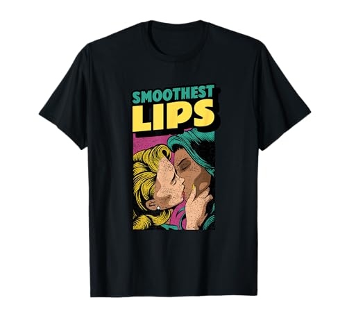 Lesbian Vintage Comic Pop Art, Kissing Women, Smoothest Lips T-Shirt von Retro LGBT Pride Designs