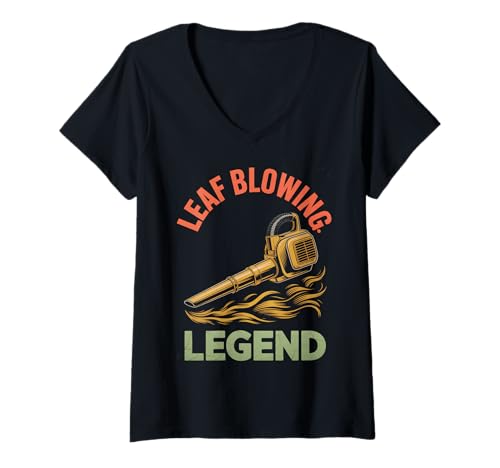 Damen Lustiger Gartenarbeit Spruch Rasengebläse Held Humor Damen Herren T-Shirt mit V-Ausschnitt Damen Lustiger Gartenarbeit Spruch Rasengebläse Held Humor Damen Herren T-Shirt mit V-Ausschnitt von Retro Landscaping Legend Fall Cleanup Joke
