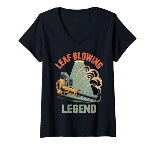 Damen Lustiger Gartenarbeit Spruch Rasengebläse Held Humor Damen Herren T-Shirt mit V-Ausschnitt Damen Lustiger Gartenarbeit Spruch Rasengebläse Held Humor Damen Herren T-Shirt mit V-Ausschnitt von Retro Landscaping Legend Fall Cleanup Joke