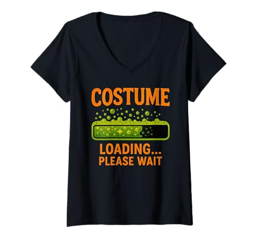 Damen Kostüm Loading Please Wait Gaming Halloween Gamer T-Shirt mit V-Ausschnitt Damen Kostüm Loading Please Wait Gaming Halloween Gamer T-Shirt mit V-Ausschnitt von Retro Low Budget Trick or Treat Gaming Design