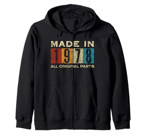 Retro 1978 Alle Originalteile Vintage Made in 1978 Herren Damen Kapuzenjacke von Retro Made in 1978 Vintage 47th Birthday Ideas