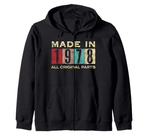 Retro 1978 Alle Originalteile Vintage Made in 1978 Herren Damen Kapuzenjacke von Retro Made in 1978 Vintage 47th Birthday Ideas