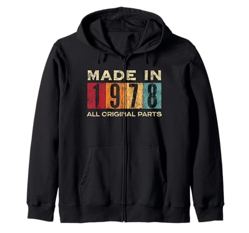Retro 1978 Alle Originalteile Vintage Made in 1978 Herren Damen Kapuzenjacke von Retro Made in 1978 Vintage 47th Birthday Ideas