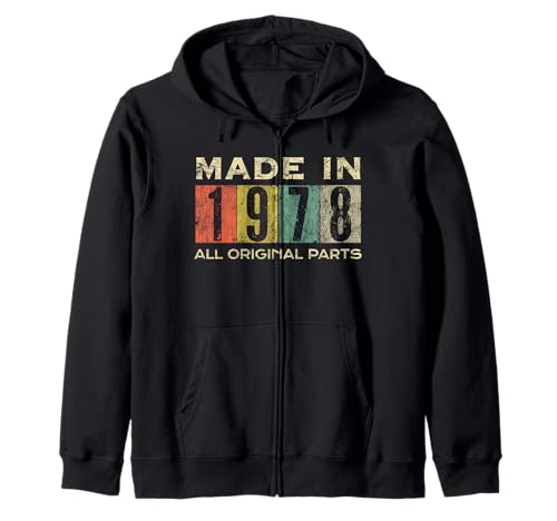 Retro 1978 Alle Originalteile Vintage Made in 1978 Herren Damen Kapuzenjacke von Retro Made in 1978 Vintage 47th Birthday Ideas