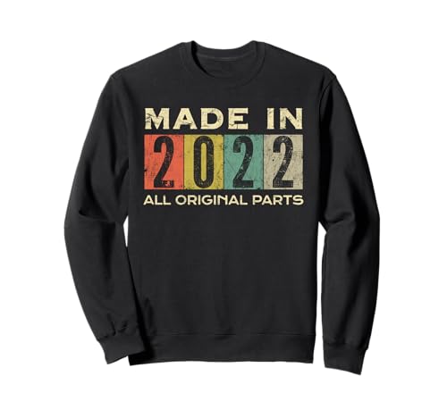 Retro 2022 Alle Originalteile Vintage Made in 2022 Männer Frauen Sweatshirt Retro 2022 Alle Originalteile Vintage Made in 2022 Männer Frauen Sweatshirt von Retro Made in 2022 Vintage 3rd Birthday Ideas