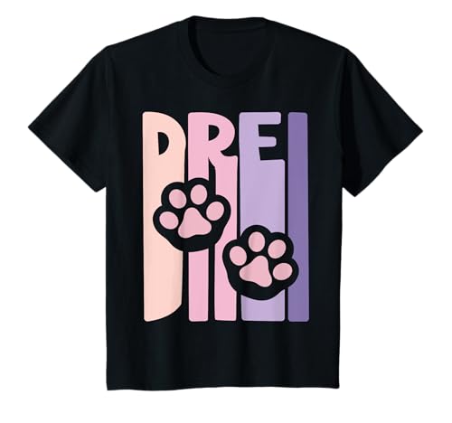 3. Geburtstag Mädchen Hund Fan süßes Hundepfote 3 Jahre T-Shirt von Retro Mädchen Geburtstag Hunde Hündchen Liebhaber