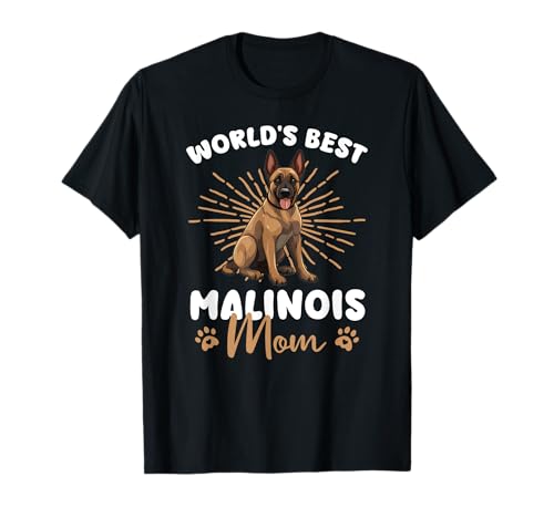 Retro Malinois Dog Tees Belgian Malinois Mom T-Shirt Schwarz S Klassisch Crew-Ausschnitt Kurzarm Pull-On 1 Count Unisex-Erwachsene, Unisex-Kinder von Retro Malinois Dog Tees