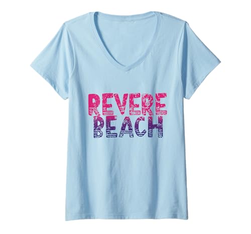 Damen Revere Beach Massachusetts - Revere Beach MA 70er-Jahre-Retro T-Shirt mit V-Ausschnitt Damen Revere Beach Massachusetts - Revere Beach MA 70er-Jahre-Retro T-Shirt mit V-Ausschnitt von Retro Massachusetts Vibes