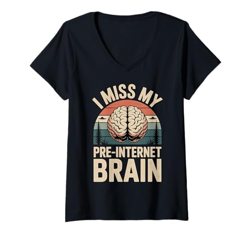 Damen I Miss My Pre Internet Brain |- T-Shirt mit V-Ausschnitt Damen I Miss My Pre Internet Brain |- T-Shirt mit V-Ausschnitt von Retro Mind Nostalgia Feelings