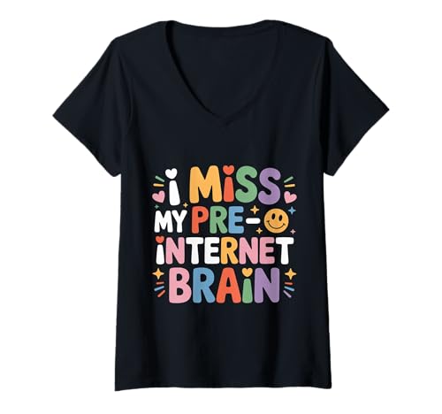 Damen I Miss My Pre Internet Brain |- T-Shirt mit V-Ausschnitt Damen I Miss My Pre Internet Brain |- T-Shirt mit V-Ausschnitt von Retro Mind Nostalgia Feelings
