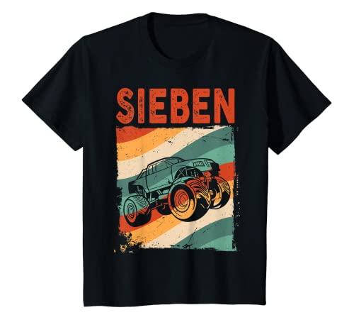 Kinder 7. Geburtstag Cooles Monster Truck 7 Jahre Jungen Mädchen T-Shirt von Retro Monster Truck Coole KinderGeburtstag Designs