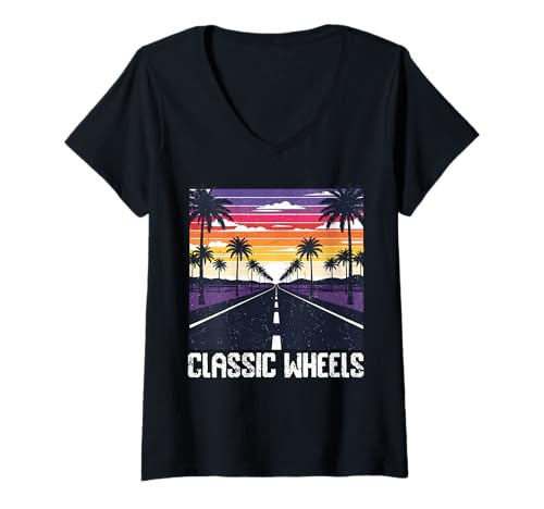 Damen Retro - Klassische Räder T-Shirt mit V-Ausschnitt Damen Retro - Klassische Räder T-Shirt mit V-Ausschnitt von Retro Mood Apparel