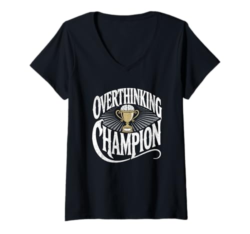 Damen Überdenken Champion Brain Trophy Vintage T-Shirt mit V-Ausschnitt Damen Überdenken Champion Brain Trophy Vintage T-Shirt mit V-Ausschnitt von Retro Mood Threads