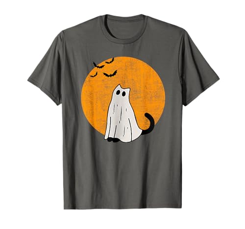 Schwarze Katze Geist Katze Gruselige Halloween Retro Mond Katze Mama T-Shirt von Retro Moon Cat Mom Black Cat Costume