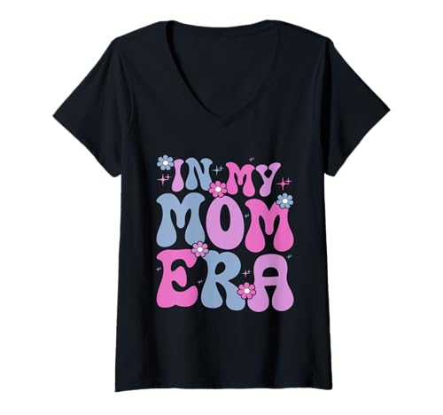 Damen In My Mom Era Funny Mom Witze Mother Mama Mommy Retro T-Shirt mit V-Ausschnitt von Retro Mother Graphics Gifts Mama Mom Mommy