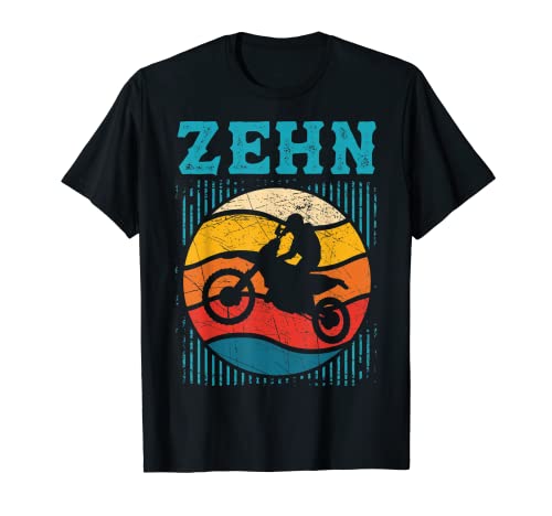 10. Geburtstag Cooles Motocross Retro Motorrad Junge Mädchen T-Shirt von Retro Motocross Coole Motorrad Geburtstag Designs