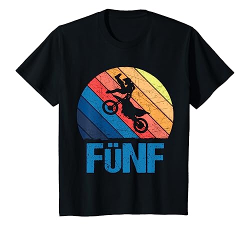 Kinder 5. Geburtstag Cooles Motocross Retro Motorrad Junge Mädchen T-Shirt von Retro Motocross Coole Motorrad Geburtstag Designs