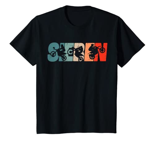 Kinder 7. Geburtstag Cooles Motocross Retro Motorrad Junge Mädchen T-Shirt von Retro Motocross Coole Motorrad Geburtstag Designs