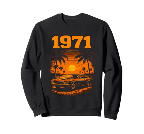 Vintage 1971 54. Geburtstag für Männer Retro Muscle Car Sonnenuntergang Sweatshirt von Retro Muscle Car Sunset Gift for Dad Husband