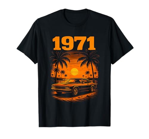 Vintage 1971 54. Geburtstag für Männer Retro Muscle Car Sonnenuntergang T-Shirt von Retro Muscle Car Sunset Gift for Dad Husband