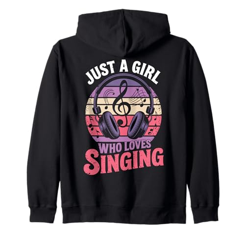 Design „Nur EIN Mädchen, das gerne singt, Musikliebhaber“ Kapuzenjacke von Retro Music Apparel for Girls Who Love Singing