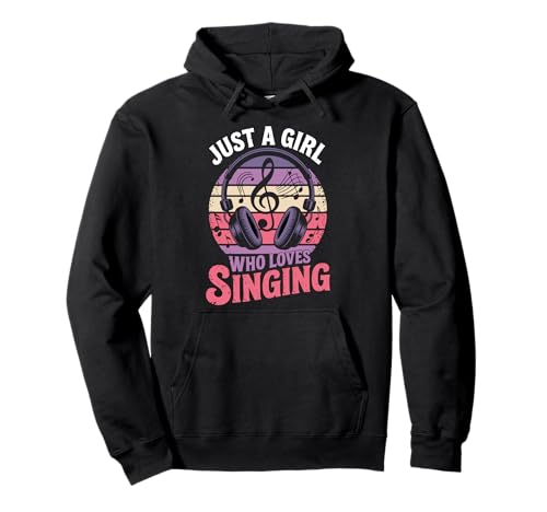Design „Nur EIN Mädchen, das gerne singt, Musikliebhaber“ Pullover Hoodie von Retro Music Apparel for Girls Who Love Singing