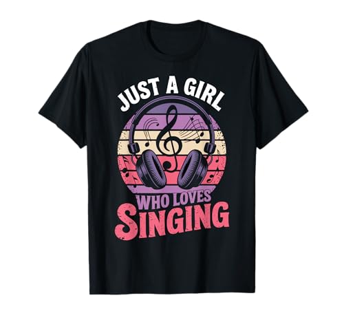 Design „Nur EIN Mädchen, das gerne singt, Musikliebhaber“ T-Shirt von Retro Music Apparel for Girls Who Love Singing
