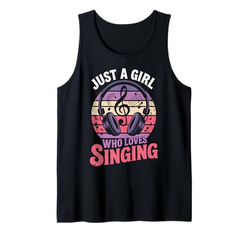 Design „Nur EIN Mädchen, das gerne singt, Musikliebhaber“ Tank Top von Retro Music Apparel for Girls Who Love Singing