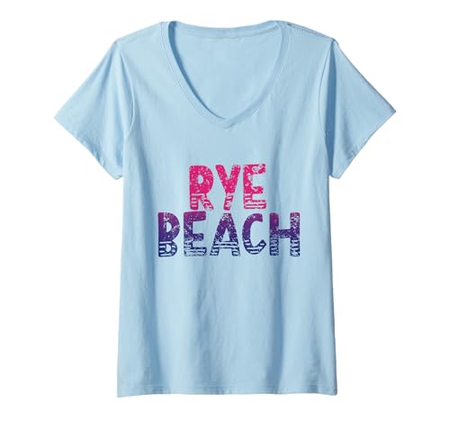 Damen Rye Beach New Hampshire - Rye Beach NH 70er Jahre Retro T-Shirt mit V-Ausschnitt Damen Rye Beach New Hampshire - Rye Beach NH 70er Jahre Retro T-Shirt mit V-Ausschnitt von Retro New Hampshire Vibes