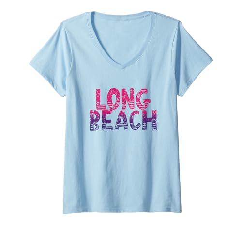 Damen Long Beach New York - Long Beach NY 70er-Jahre-Retro T-Shirt mit V-Ausschnitt Damen Long Beach New York - Long Beach NY 70er-Jahre-Retro T-Shirt mit V-Ausschnitt von Retro New York Vibes