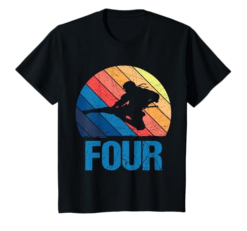 4 Jahre altes Hemd zum 4. Geburtstag Ninja Jungen Mädchen Kinder T-Shirt von Retro Ninja Birthday Apparel Boys Girls