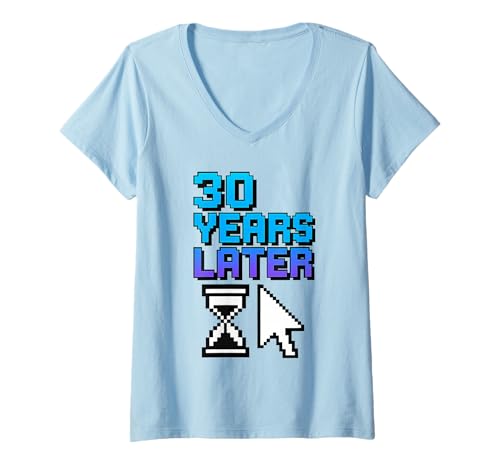 Damen 30 Years Later Jubiläum Retro Computer Geek 90s Group T-Shirt mit V-Ausschnitt Damen 30 Years Later Jubiläum Retro Computer Geek 90s Group T-Shirt mit V-Ausschnitt von Retro Nostalgia.exe