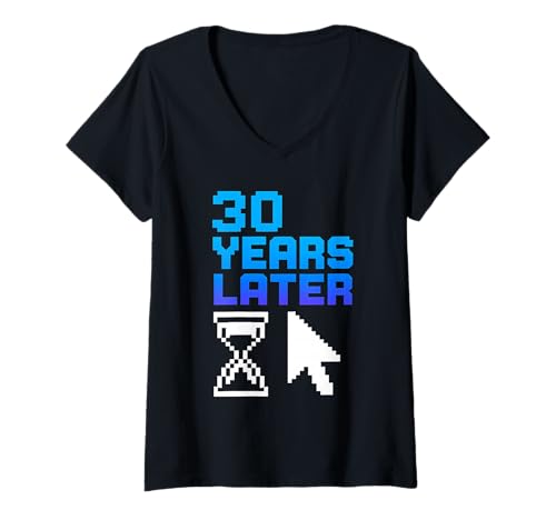 Damen 30 Years Later Jubiläum Retro Computer Geek 90s Group T-Shirt mit V-Ausschnitt Damen 30 Years Later Jubiläum Retro Computer Geek 90s Group T-Shirt mit V-Ausschnitt von Retro Nostalgia.exe