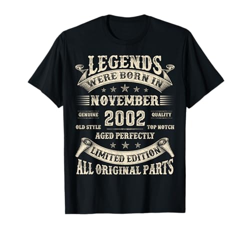 23. Geburtstag Geschenke für Männer 23 Jahre alt Geburtstag November 2002 T-Shirt von Retro November Birthday Gifts for Dad Legends Men