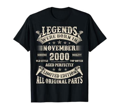 25. Geburtstag Geschenke für Männer 25 Jahre alt Geburtstag November 2000 T-Shirt von Retro November Birthday Gifts for Dad Legends Men