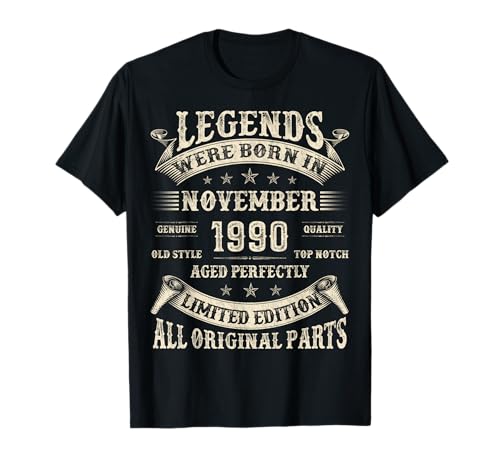 Geschenke zum 35. Geburtstag für Männer 35 Jahre alt Geburtstag November 1990 T-Shirt von Retro November Birthday Gifts for Dad Legends Men