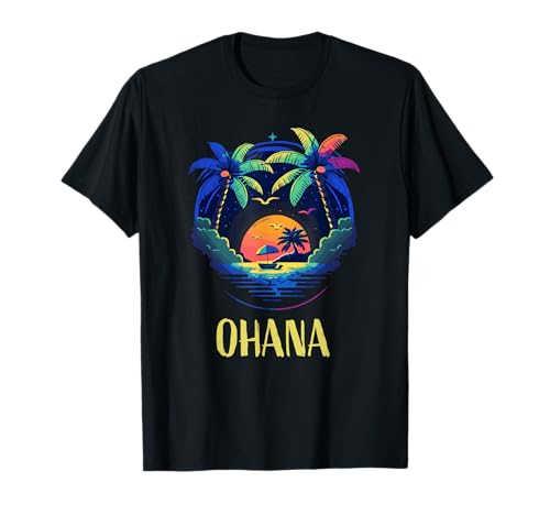 Ohana Hawaii Outfit Damen & Herren Aloha Hawaiihemd T-Shirt von Retro Oahu Maui Hawaii Hemd Männer & Frauen Motiv