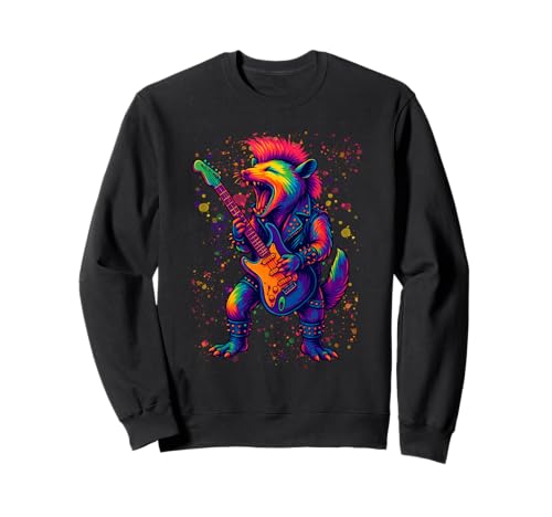 Opossum Guitar Rock'n'Roll Geschenke für Männer Frauen Kind Sweatshirt von Retro Opossum Rockmusik Geschenke Männer Kinder