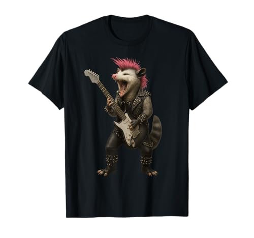 Opossum Guitar Rock'n'Roll Geschenke für Männer Frauen Kind T-Shirt von Retro Opossum Rockmusik Geschenke Männer Kinder