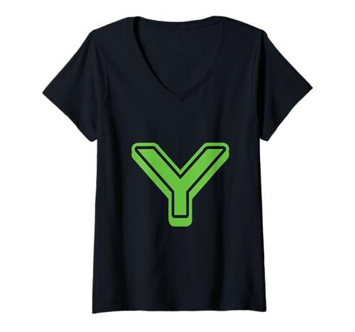 Damen Buchstabe "Y", Retro-Design, Grün T-Shirt mit V-Ausschnitt Damen Buchstabe "Y", Retro-Design, Grün T-Shirt mit V-Ausschnitt von Retro Outline Letter Tees